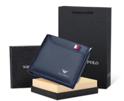 Carteira Masculina Slim em Couro Azul