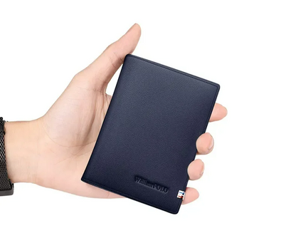 Carteira Porta-cartões em Couro Azul