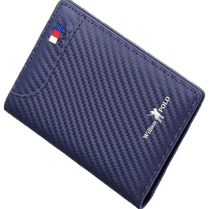 Carteira  de Luxo em Couro Azul - Fibra de Carbono