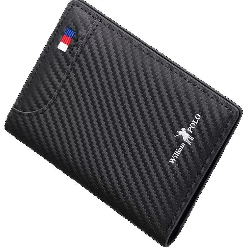 Carteira de Luxo em Couro Preto - Fibra de Carbono