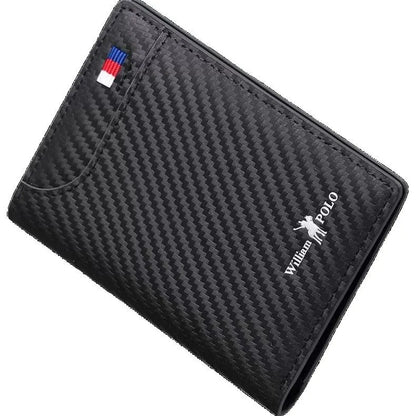 Carteira de Luxo em Couro Preto - Fibra de Carbono