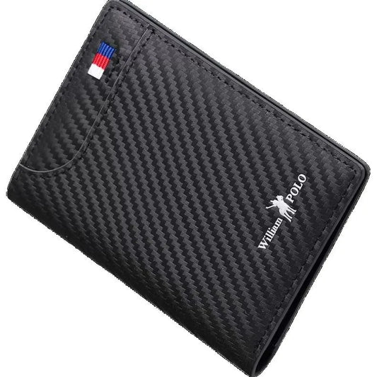 Carteira de Luxo em Couro Preto - Fibra de Carbono